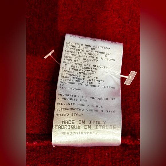 Eleventy 100% Red Wool Coat with Fox Fur Trim Hoodie (detachable) Women Sz8 - Picture 14 of 16